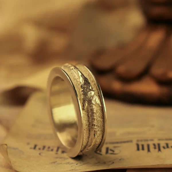 Introducing the Silveringdom Matching Rings collection, where elegance meets symbolism. This exquisite light silver ring features intricate detailing, with an arrow design that signifies direction and guidance. Crafted with precision, the ring’s metallic sheen is beautifully highlighted against a warm, soft background, making it the perfect piece for couples or individuals seeking a meaningful accessory. The arrow motif not only adds a unique touch but also represents the journey and adventures shared with loved ones. Whether as a standalone piece or part of a set, this ring from the Silveringdom collection is a timeless addition to any jewelry collection, embodying both style and sentiment.