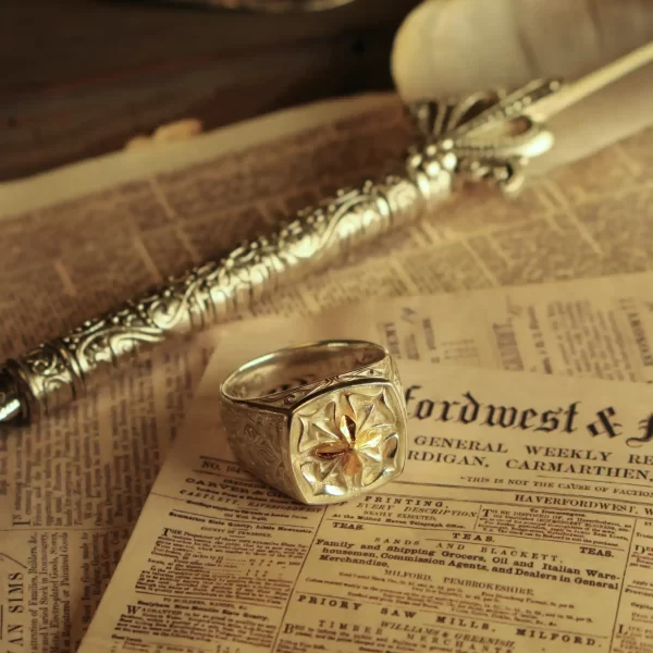 Discover the elegance of Silveringdom with these exquisite matching rings. Crafted in light silver, each ring features a delicate four-leaf clover design, symbolizing luck and prosperity. The intricate detailing and fine craftsmanship make these rings a perfect pair for couples seeking a unique and meaningful connection. Whether for an engagement, wedding, or promise, these rings embody timeless beauty and charm. The light silver hue adds a touch of sophistication, making them suitable for any occasion. Embrace the magic of Silveringdom and let these matching rings be a testament to your enduring love and commitment.