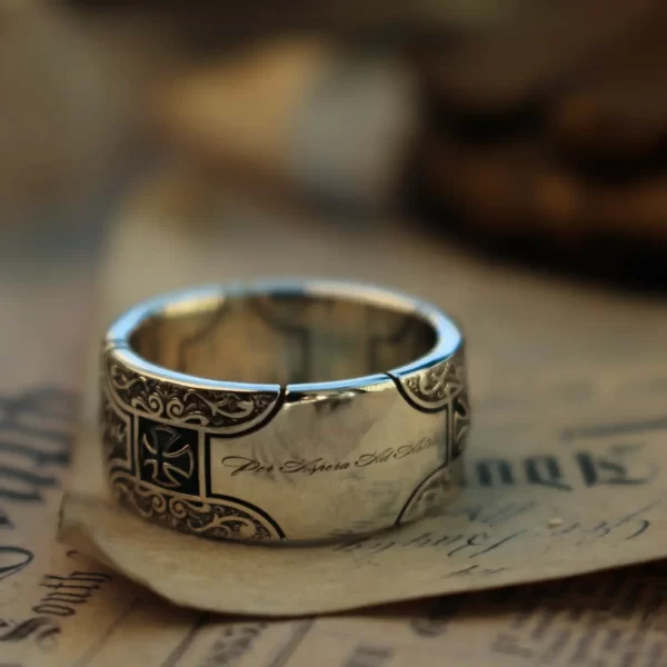 Introducing the Silveringdom Matching Rings—a stunning pair of dark silver bands that exude elegance and timeless charm. Each ring is meticulously crafted with a prominent cross design, symbolizing unity and shared journeys. The dark silver finish adds a touch of mystique, making these rings perfect for those who appreciate both style and significance. Whether you’re celebrating a special bond or simply looking for a unique accessory, these matching rings from Silveringdom are sure to captivate. Their intricate detailing and rich symbolism make them a meaningful addition to any jewelry collection. Embrace the allure of dark silver and the profound connection these rings represent.
