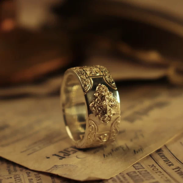 Introducing the Silveringdom Matching Rings collection, where elegance meets symbolism. Each ring in this exquisite set features a light silver finish, embodying timeless sophistication. The centerpiece of the design is a beautifully crafted cross, symbolizing unity and faith. These matching rings are perfect for couples who wish to express their bond through meaningful jewelry. The intricate detailing around the cross adds a touch of vintage charm, making these rings a standout piece in any collection. Whether for a special occasion or everyday wear, the Silveringdom Matching Rings are a testament to enduring love and commitment. Embrace the elegance and significance of these light silver rings, designed to be cherished forever.