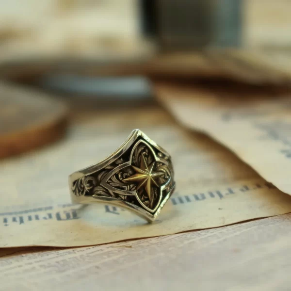 Introducing the Silveringdom Polaris Matching Rings, a pair of exquisitely crafted rings that symbolize eternal love and unity. Made from dark silver, these rings feature a celestial design inspired by Polaris, the North Star, known for its guiding light. The intricate patterns and high-polish finish give these rings a holy and ethereal appearance, perfect for couples seeking a meaningful connection. Whether for an engagement, anniversary, or a special occasion, the Silveringdom Polaris Matching Rings are a timeless choice. Embrace the elegance and spiritual significance of these rings, and let them be a constant reminder of your shared journey and unwavering bond.