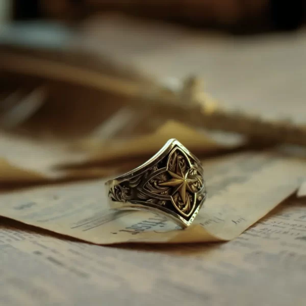 In the heart of Silveringdom, a pair of matching rings crafted from dark silver stands as a testament to timeless elegance. These rings, adorned with intricate designs, capture the essence of celestial beauty. The centerpiece of each ring features a compass star, reminiscent of Polaris, guiding wearers on their holy journey. The dark silver’s subtle luster reflects light in a way that suggests hidden depths and ancient secrets. These rings are not just accessories but symbols of unity and strength, perfect for those who seek a connection that transcends the ordinary. Embrace the ethereal charm of Silveringdom with these exquisite matching rings, where every detail tells a story of craftsmanship and devotion.