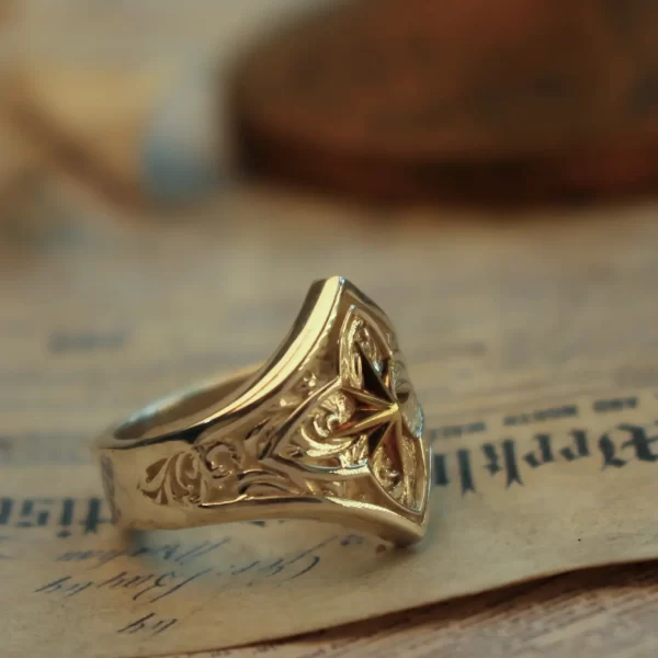 In the enchanting realm of Silveringdom, these matching rings embody the essence of elegance and unity. Crafted from light silver, their intricate design reflects a sense of the holy, reminiscent of ancient sacred symbols. At the heart of each ring lies a stunning emblem, akin to Polaris, guiding and illuminating the path of those who wear them. These rings are not just pieces of jewelry but symbols of a deeper connection, perfect for those who seek a blend of tradition and modernity. The craftsmanship and attention to detail make these rings a true testament to the artistry of Silveringdom’s finest silversmiths.