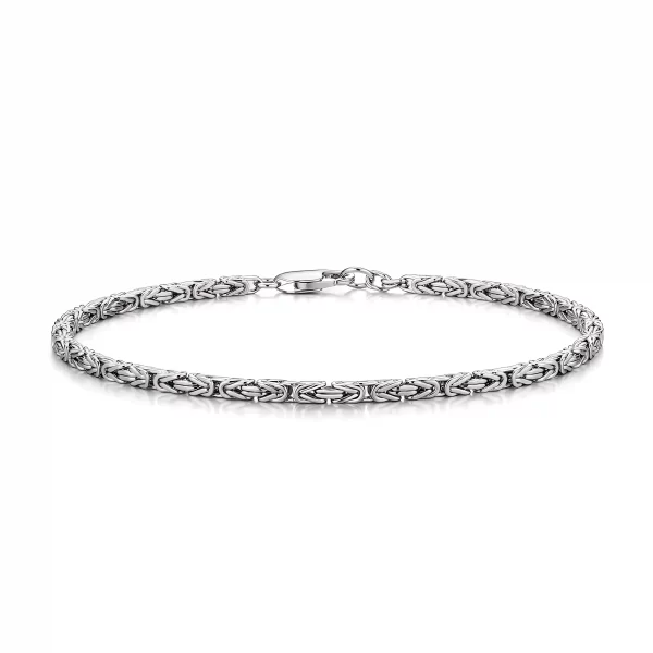 Experience elegance in detail with the Byzantine Bracelet from Silveringdom. This luxurious piece is part of our exclusive collection of 925 sterling silver bracelets, featuring an intricate hand-woven design that symbolizes strength and connection. The chain’s texture reflects a rich tradition of craftsmanship, while its polished finish ensures a modern, versatile appeal. Whether worn alone or layered with other pieces, this bracelet enhances any look with effortless refinement. Each link is carefully forged from high-quality sterling silver for durability and lasting beauty. Perfect for those who value subtle sophistication, the Byzantine Bracelet is a timeless accessory for both everyday wear and special occasions. A perfect fusion of art and functionality.